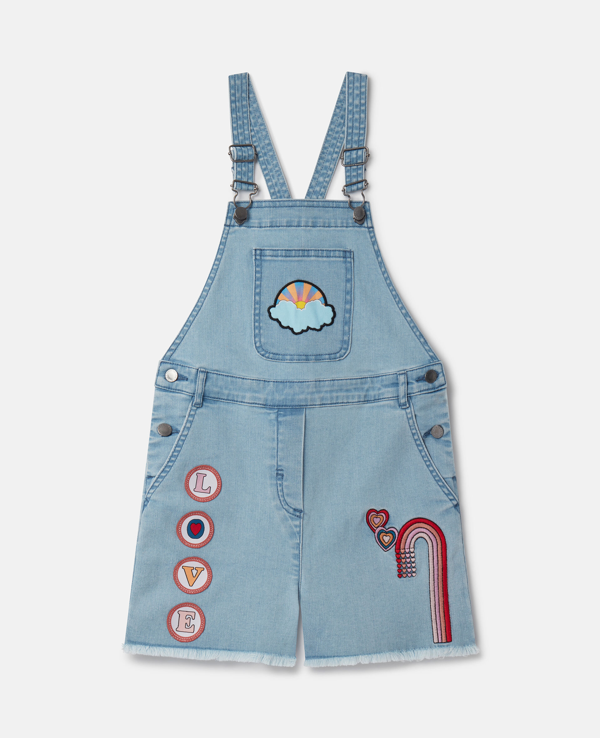 I Love You Embroidered Denim Dungarees