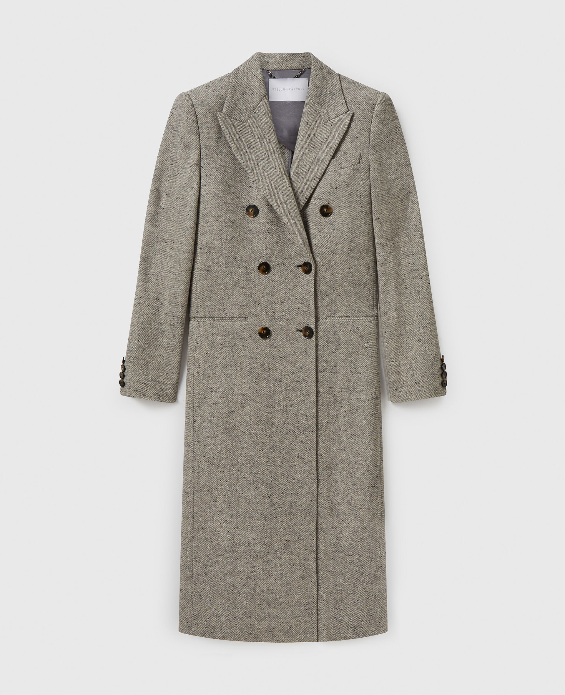 Double-Breasted Tweed Long Coat