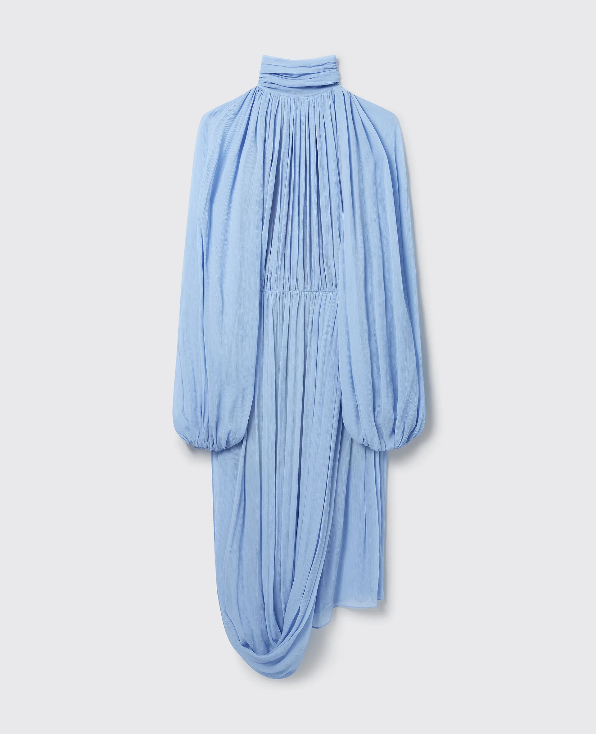 High-Neck Pleated Midi Dress