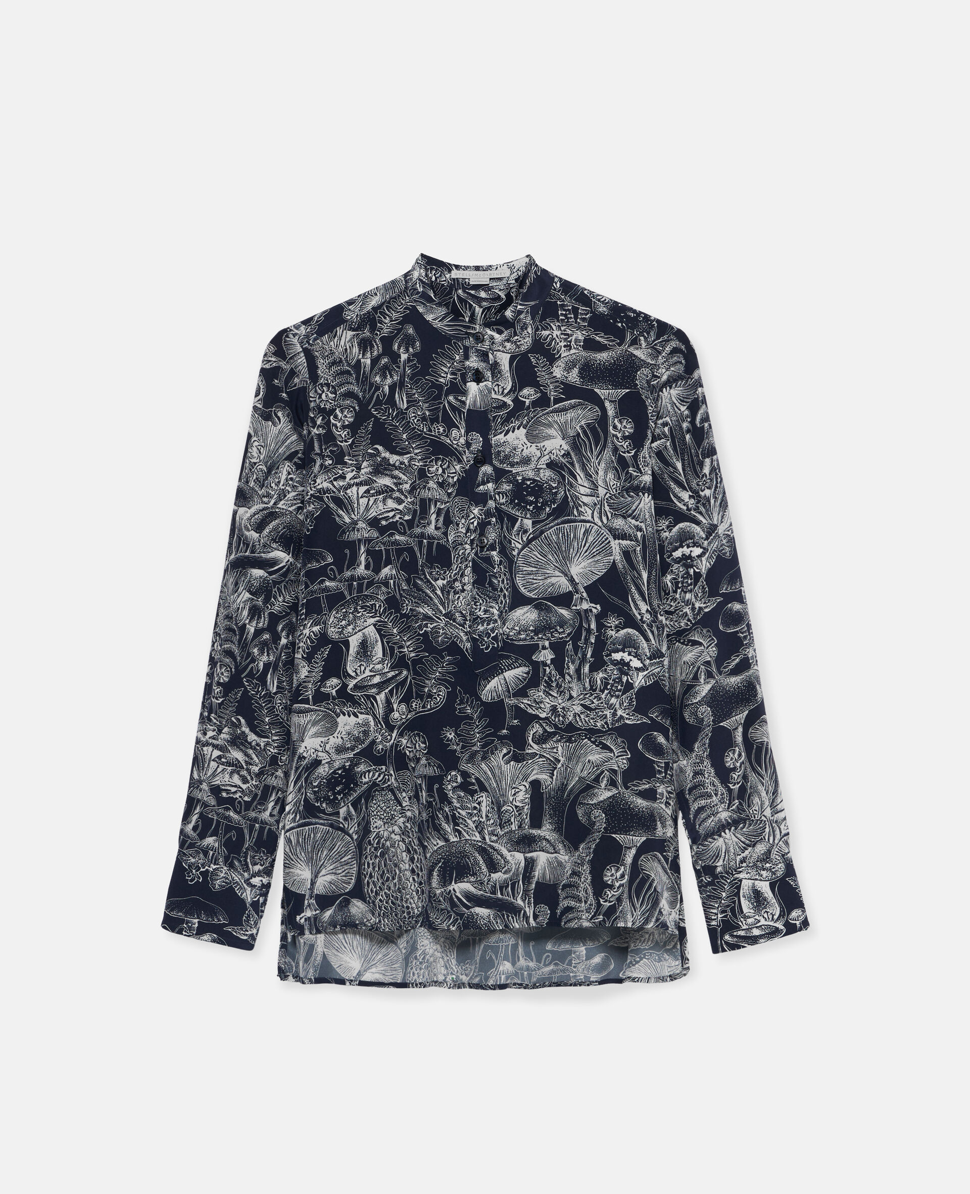 Fungi Forest Print Silk Shirt 