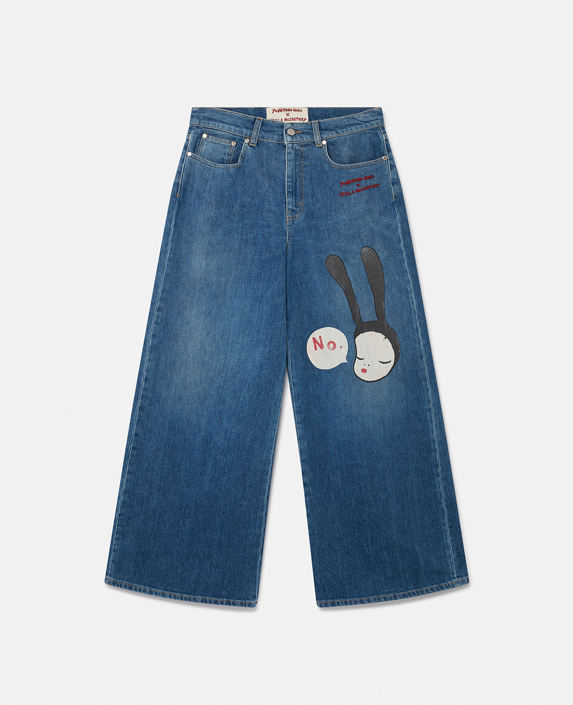 Little Black Bunny Embroidered Wide Leg Jeans
