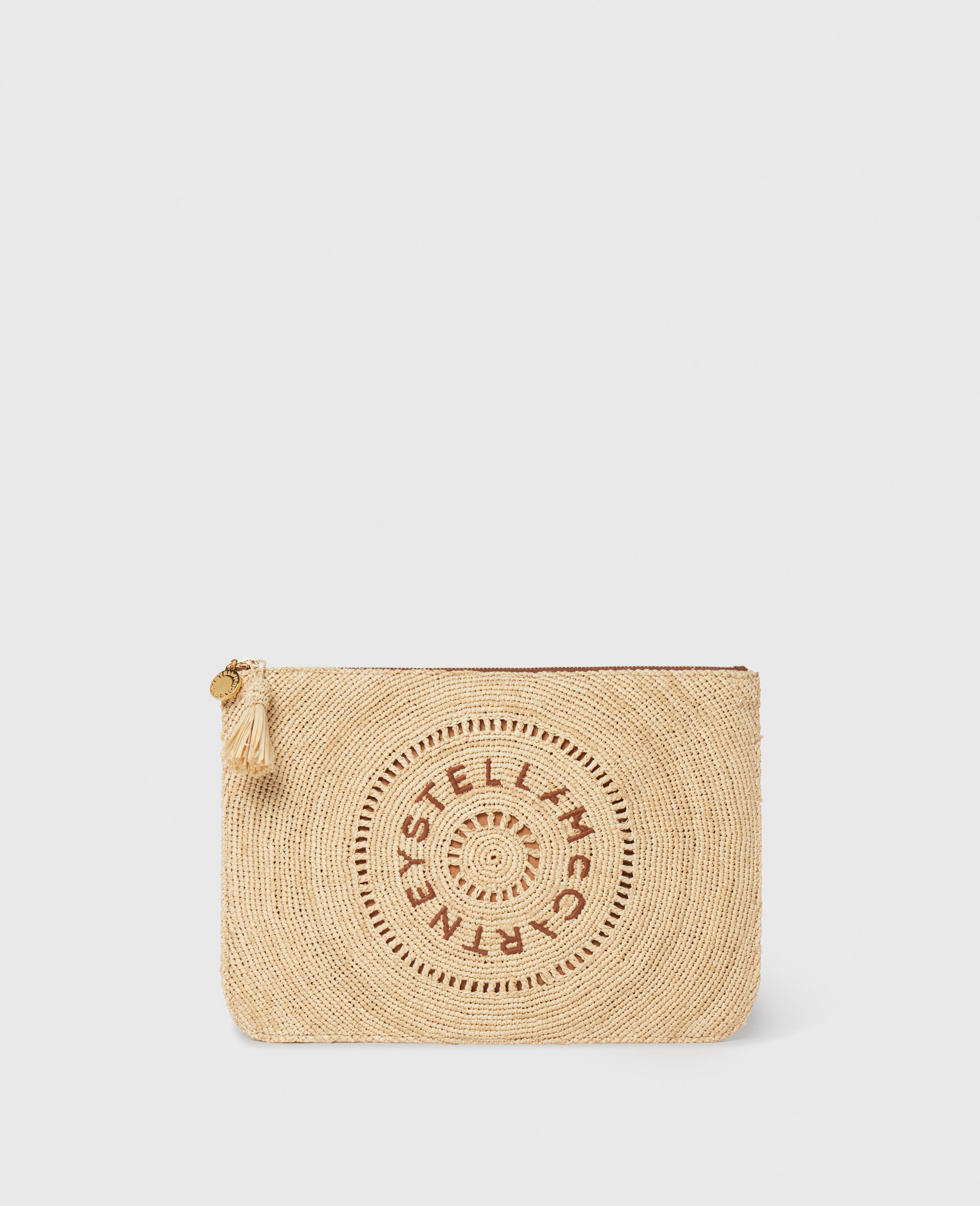 Logo Raffia Clutch Pouch