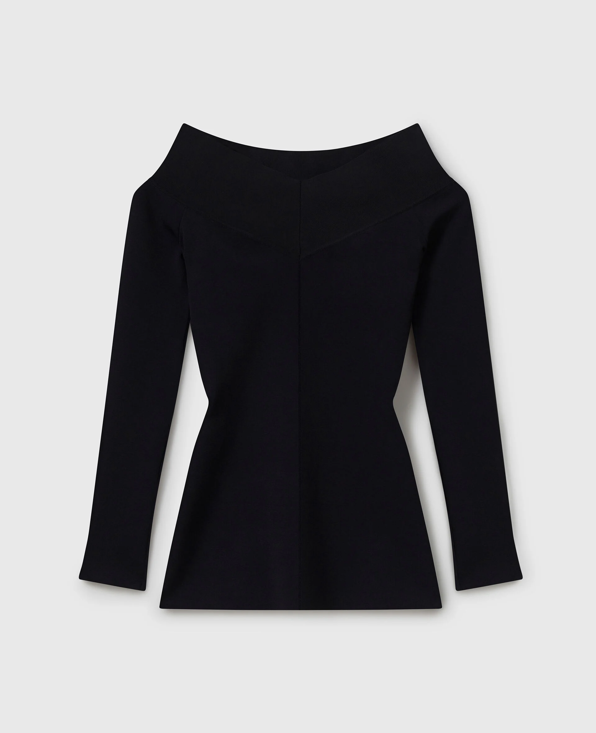 Straight-Neck Long-Sleeve Top