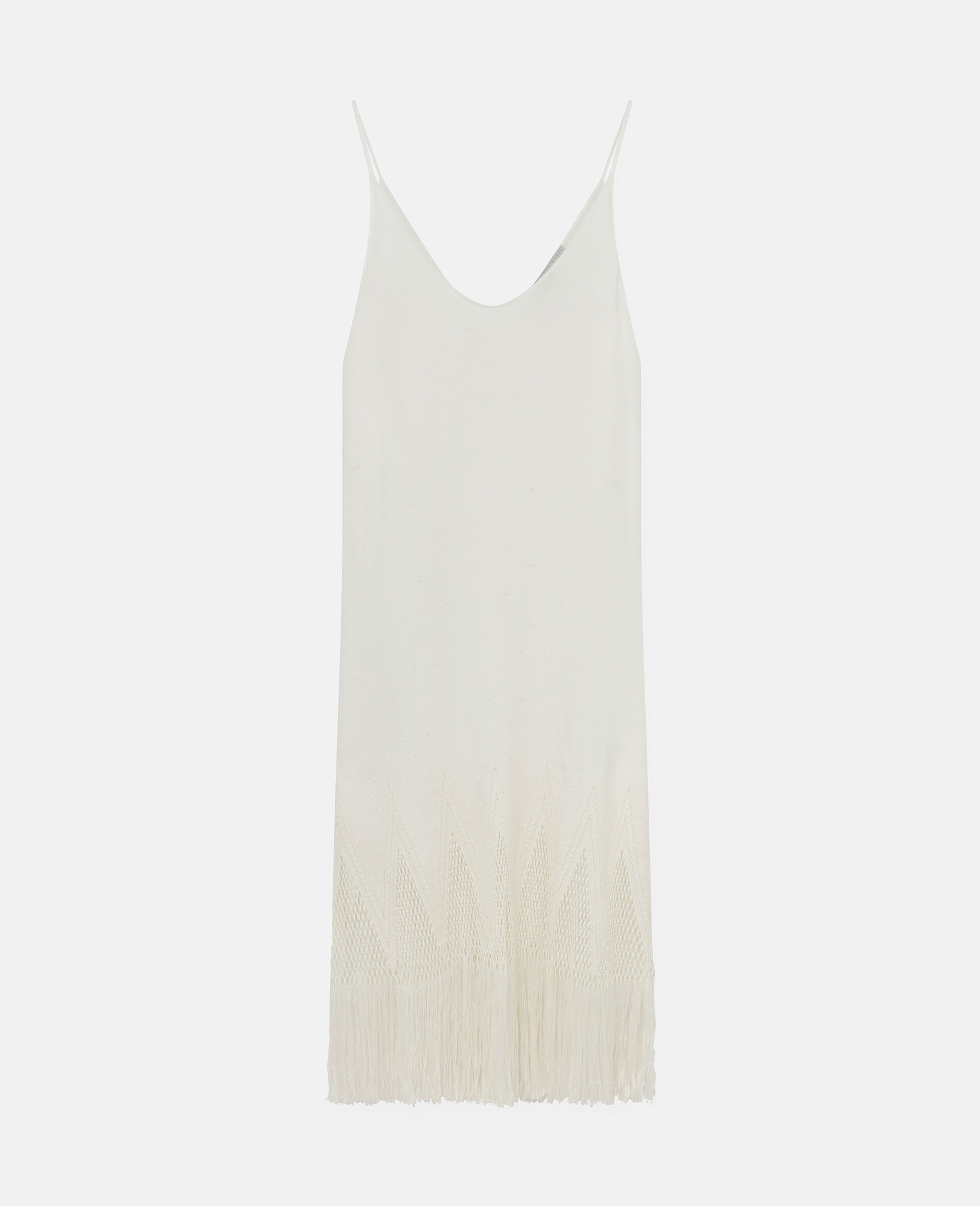 Open-Knit Fringe Midi Dress