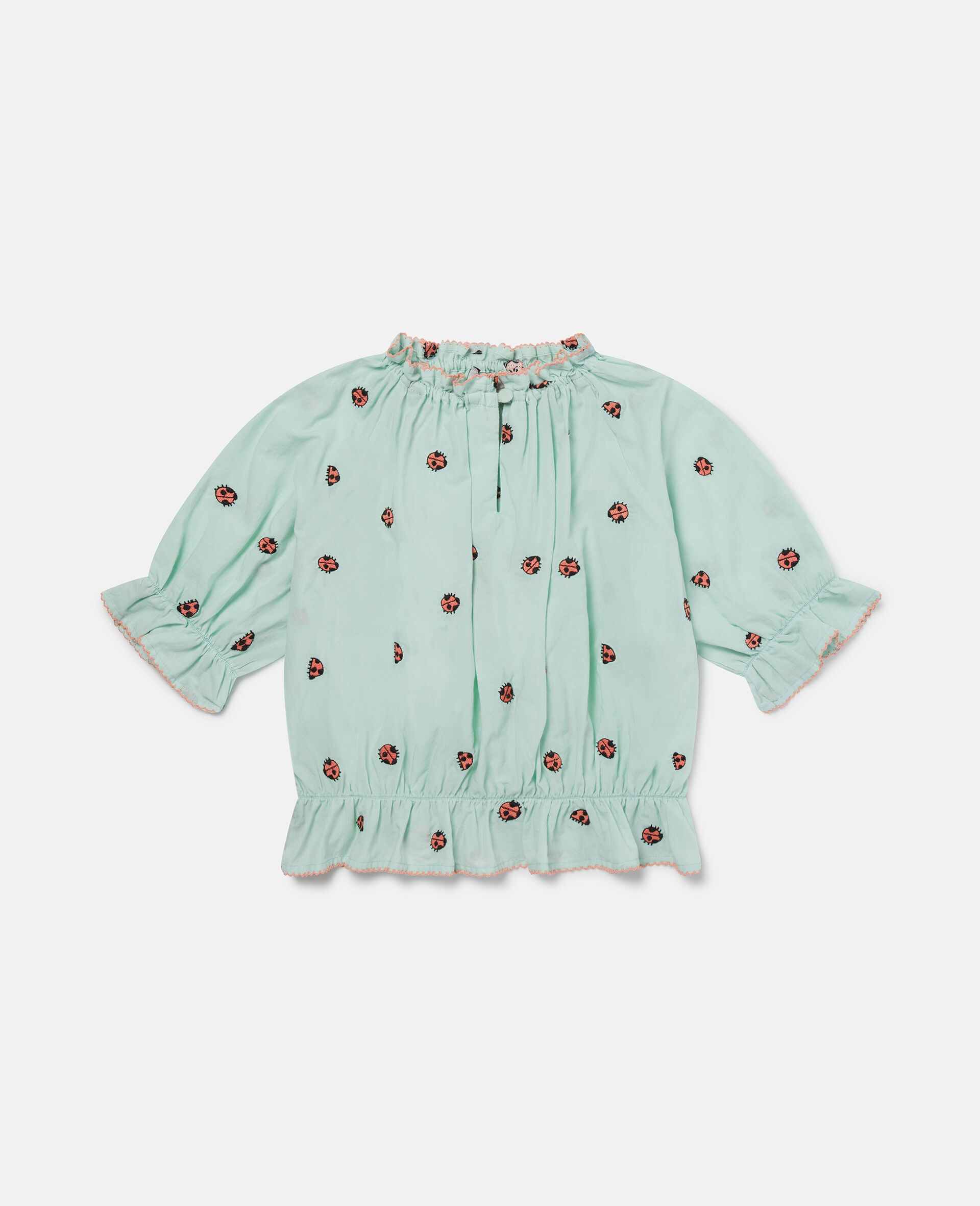Ladybird Short-Sleeve Pleated Trim Top