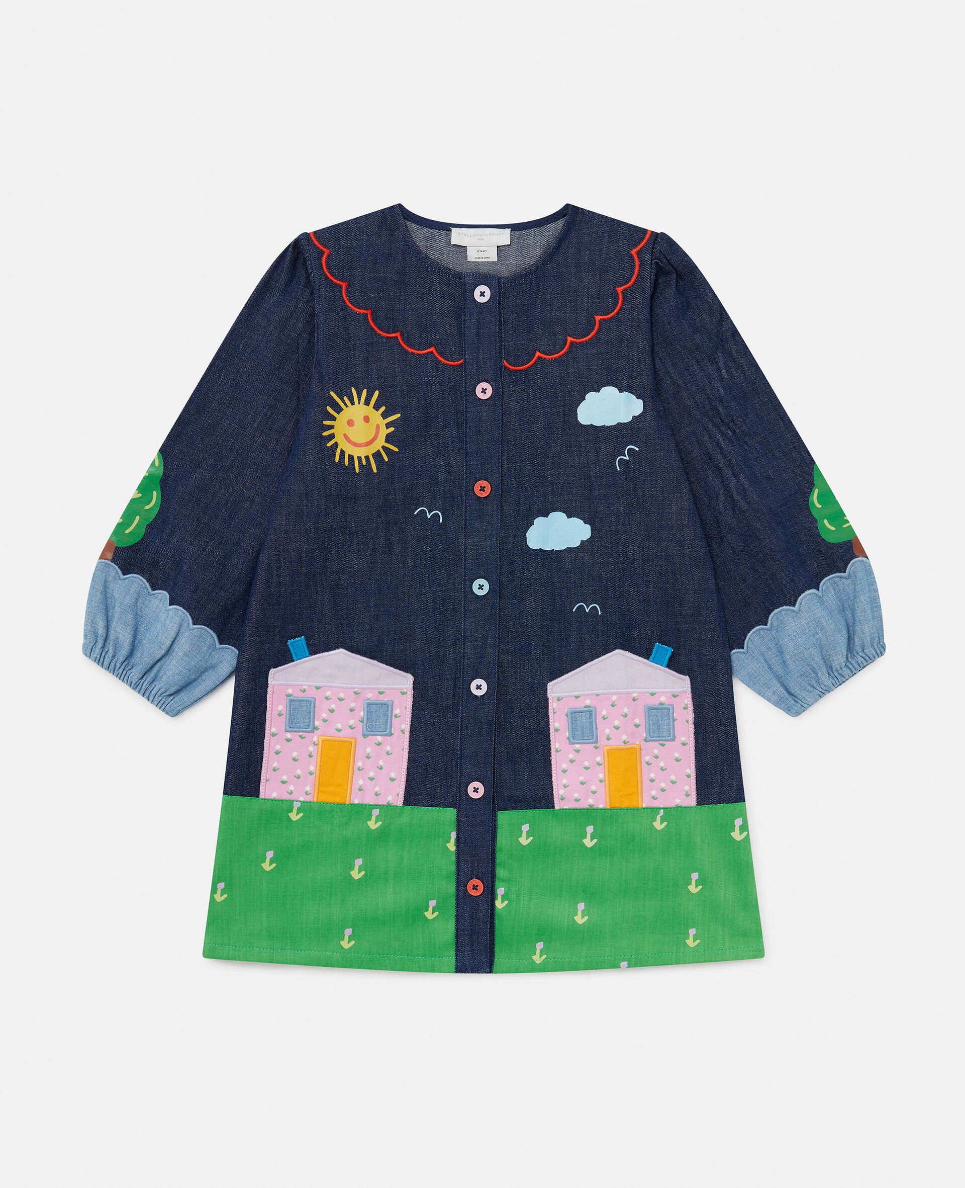 Farmyard Appliqu Long-Sleeve Dress