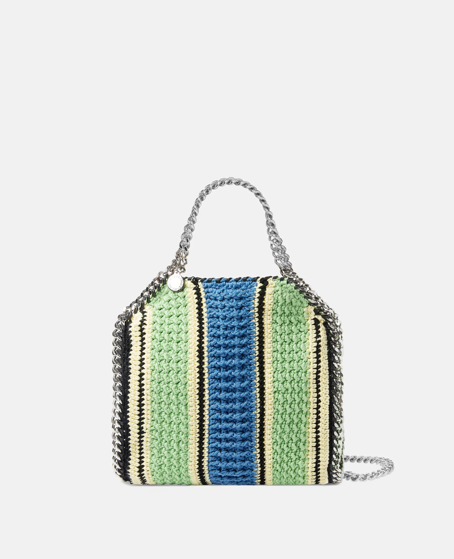 Falabella Striped Cotton Crochet Mini Tote Bag