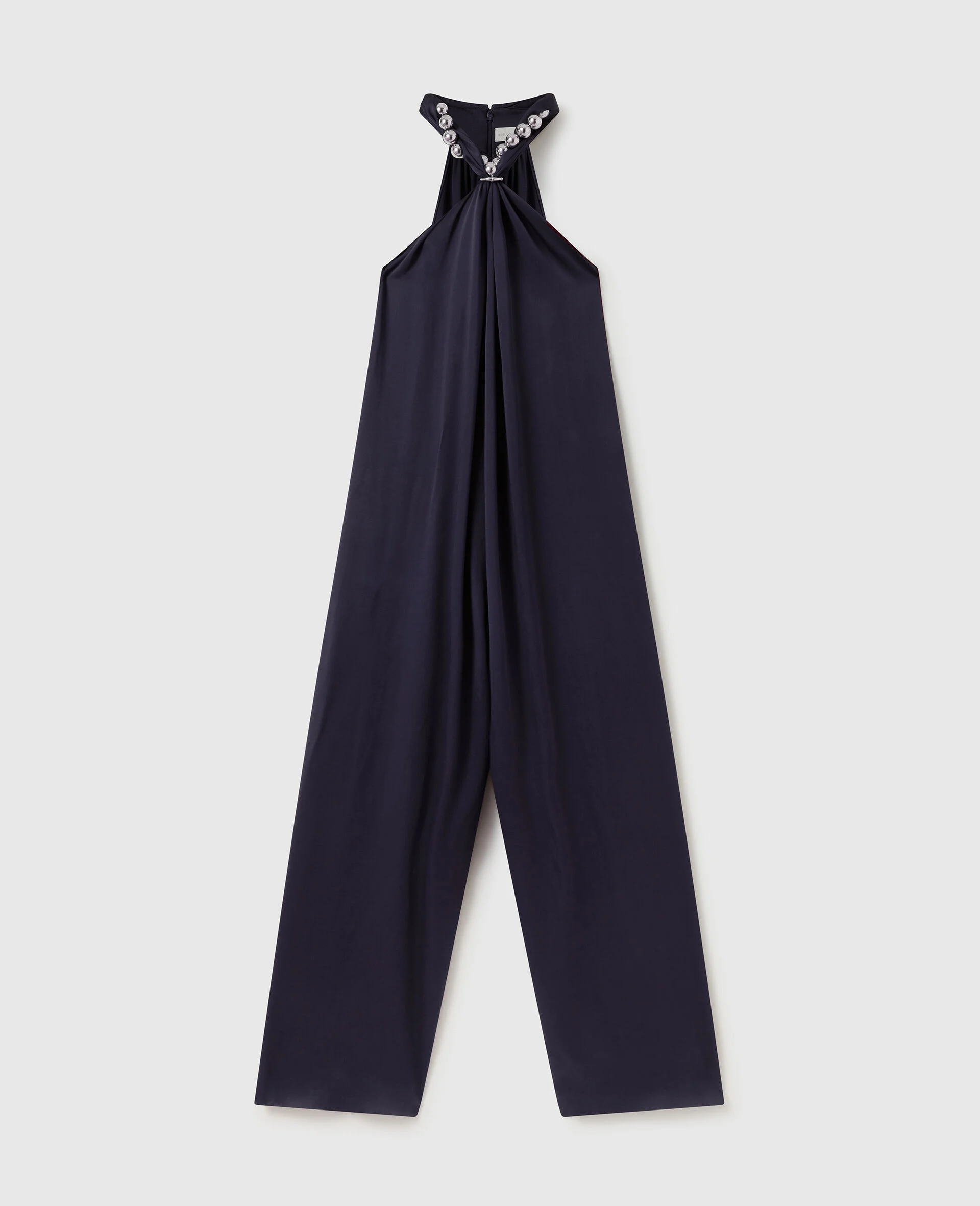Ball-Chain Halterneck Satin Jumpsuit