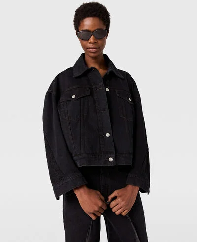Lace-Insert Paneled Denim Jacket 5 Lace-Insert Paneled Denim Jacket