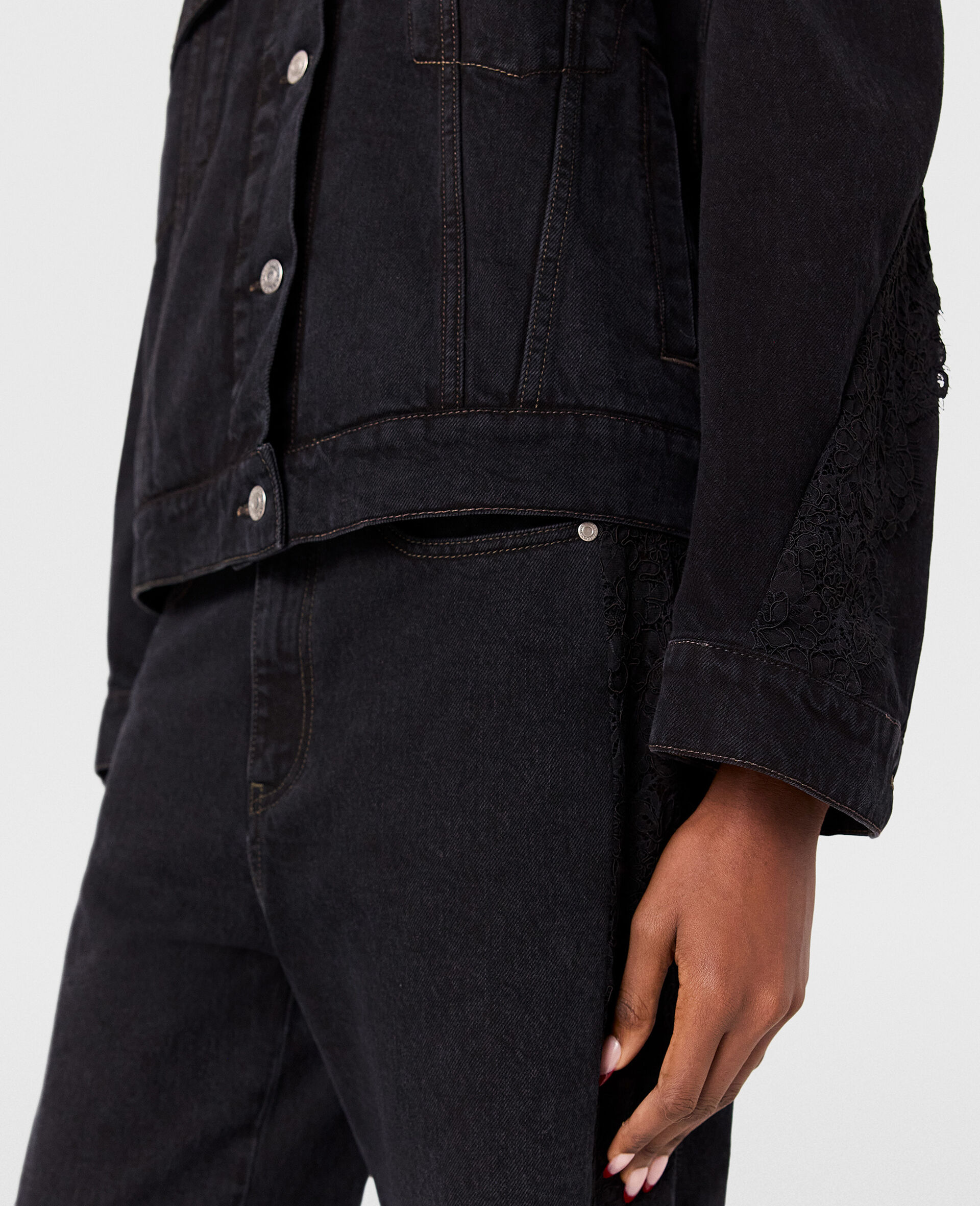 Lace-Insert Paneled Denim Jacket 10 Lace-Insert Paneled Denim Jacket