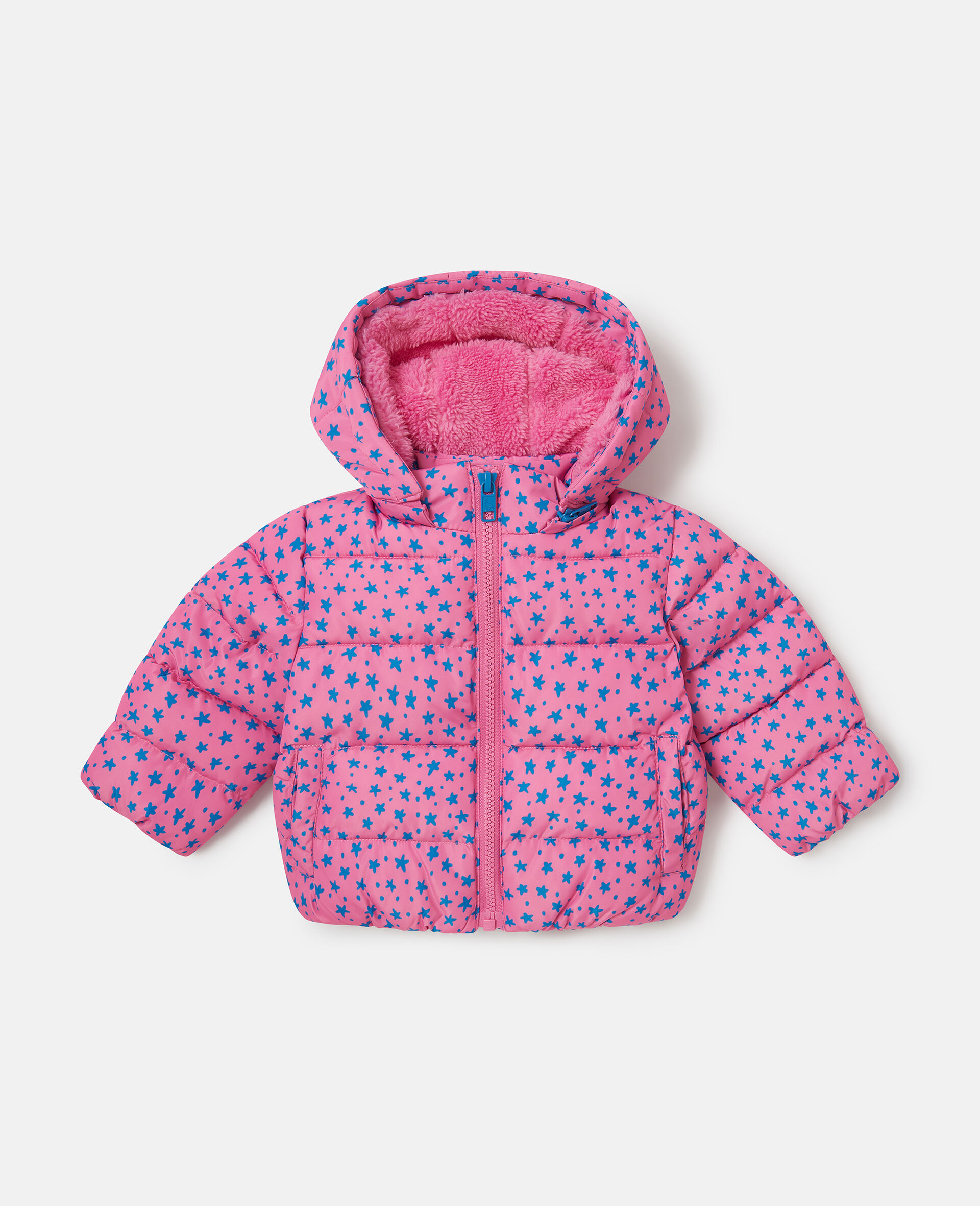 Star Print Hooded Puffer Coat