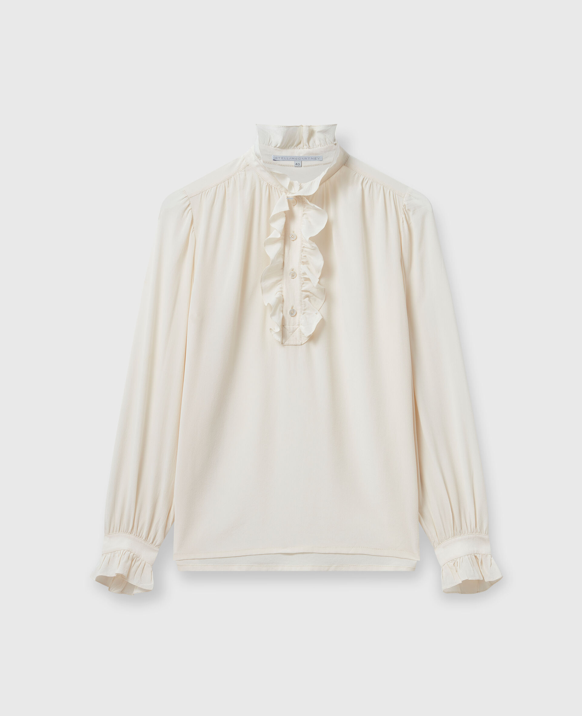 Silk Crpe de Chine Ruffled Shirt