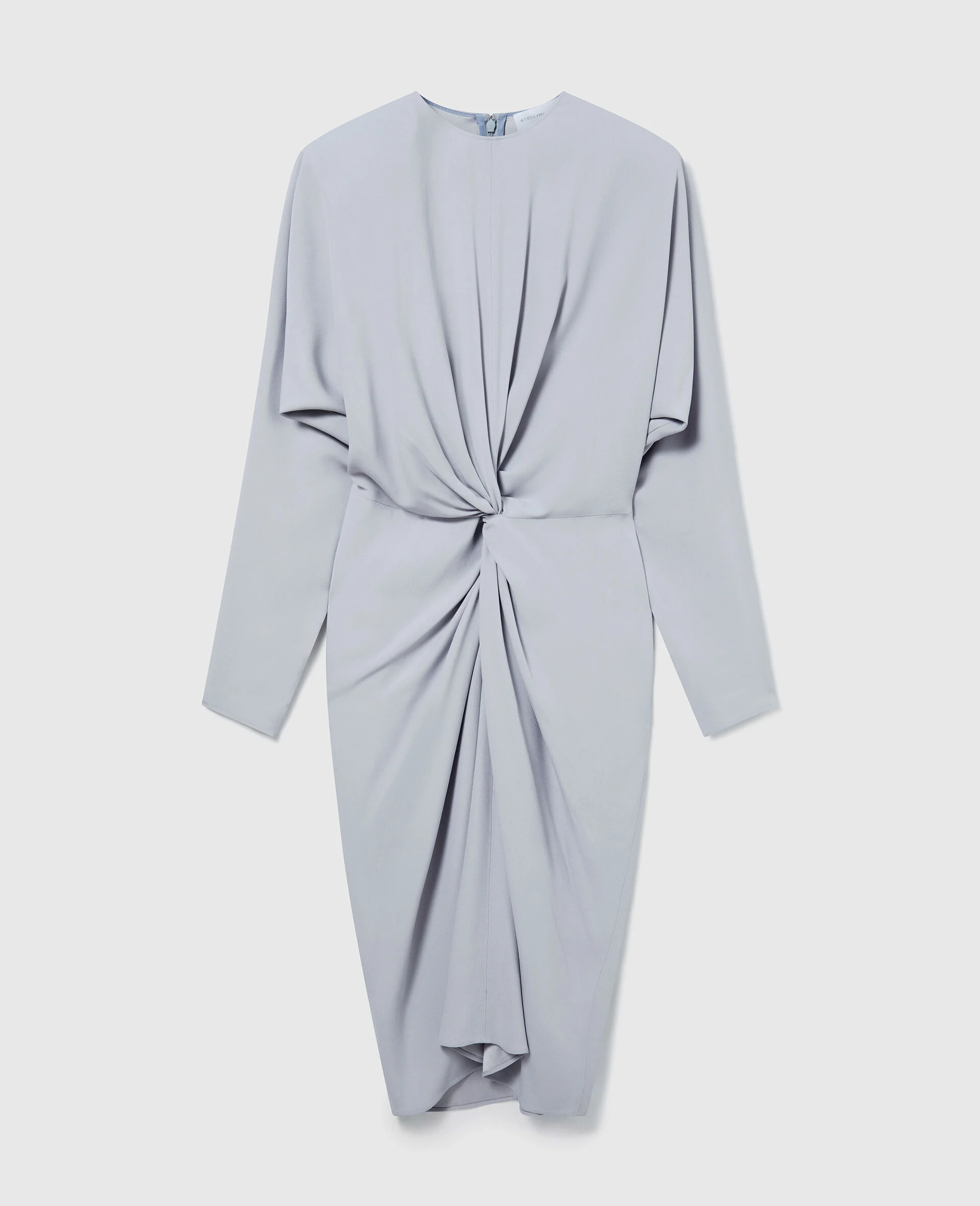Twist-Front Long-Sleeved Midi Dress