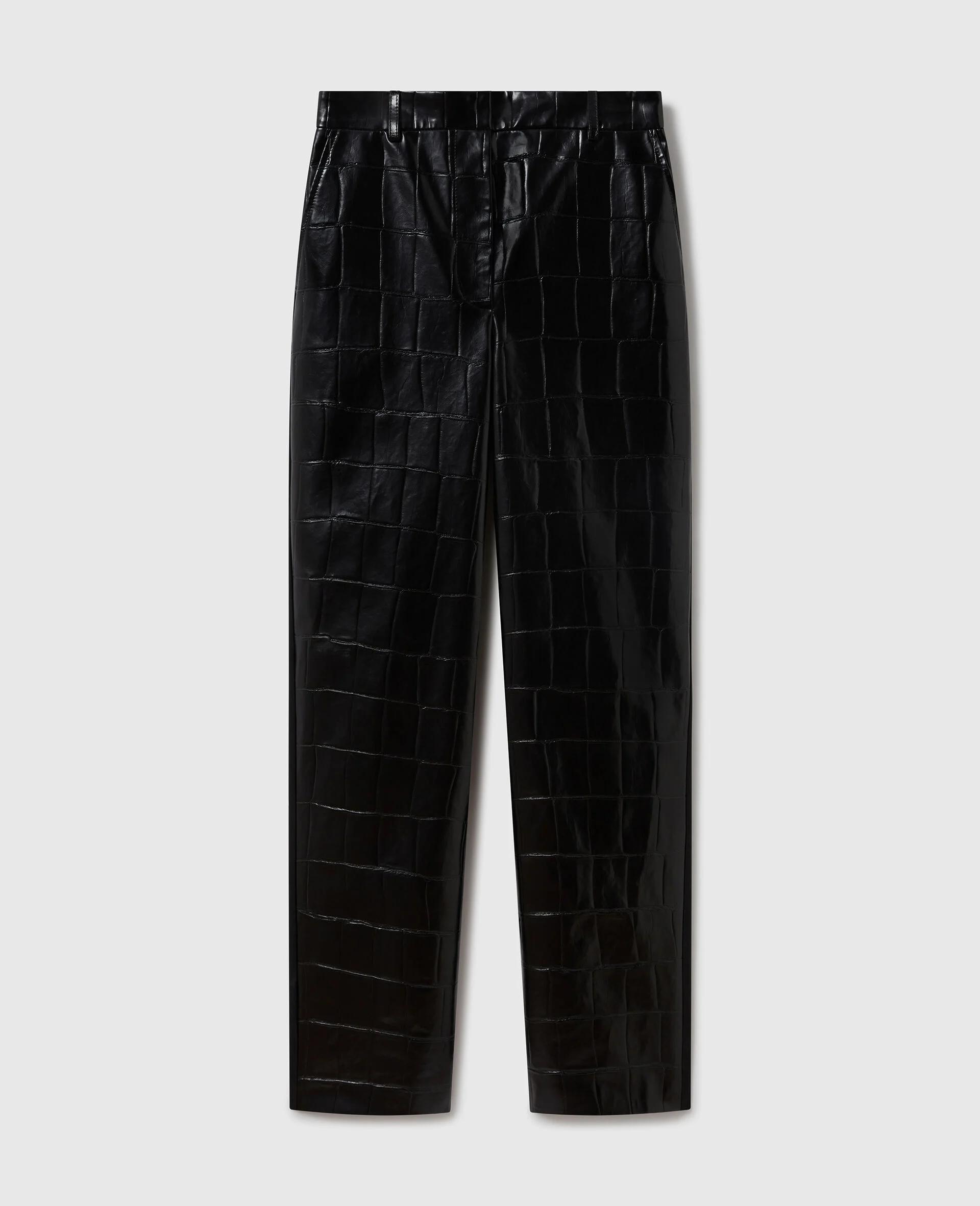 Crocodile-Embossed Straight-Leg Pants