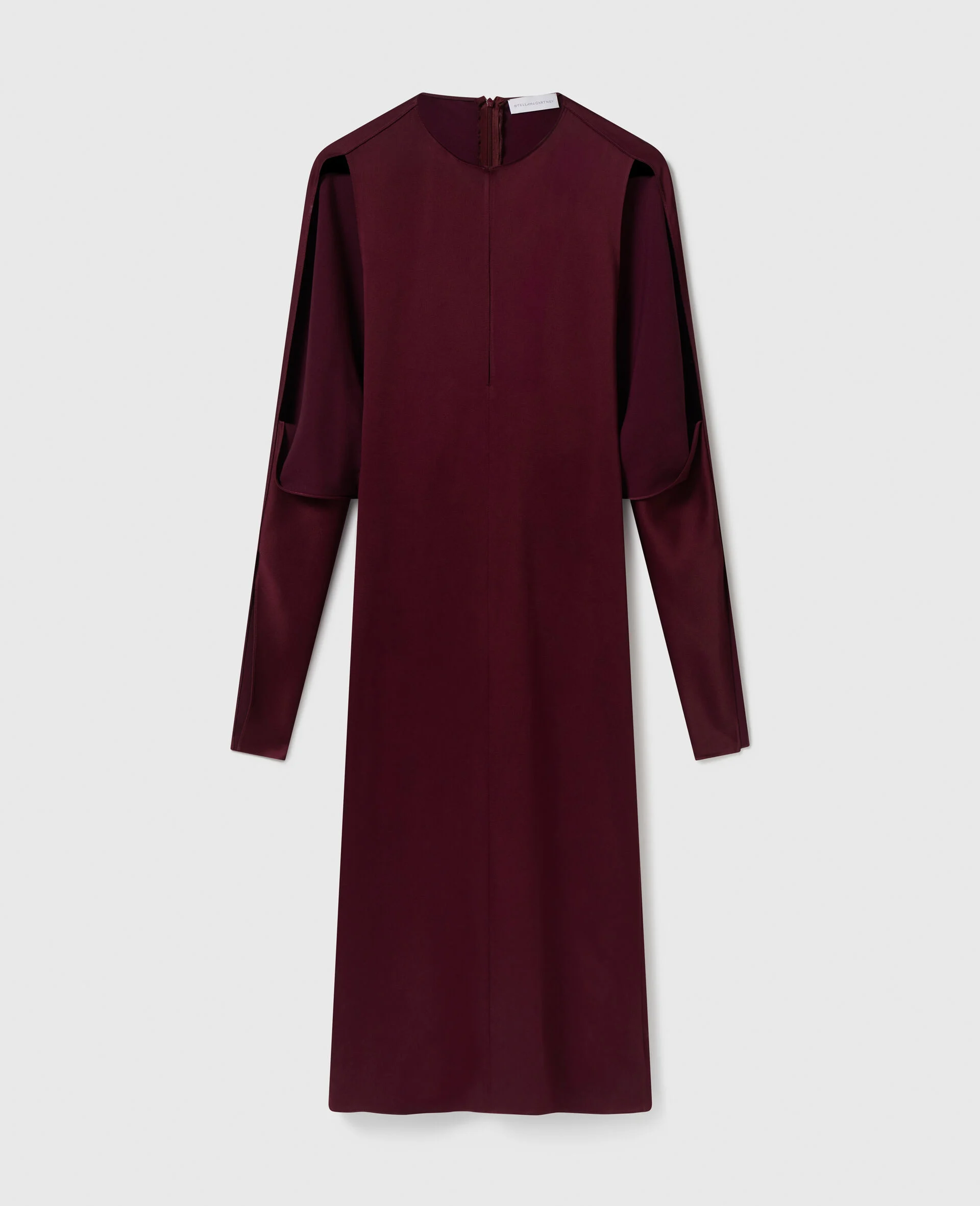 Cape-Sleeve Cut-Out Satin Midi Dress