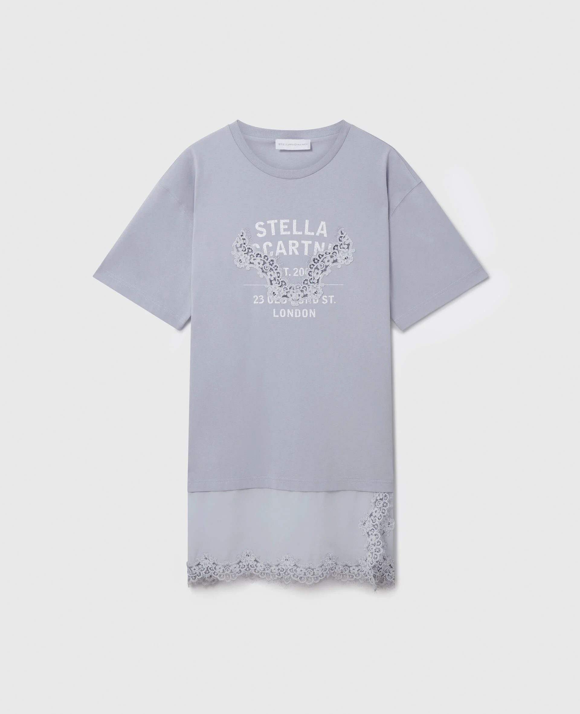 Lace-Insert Graphic T-Shirt Dress
