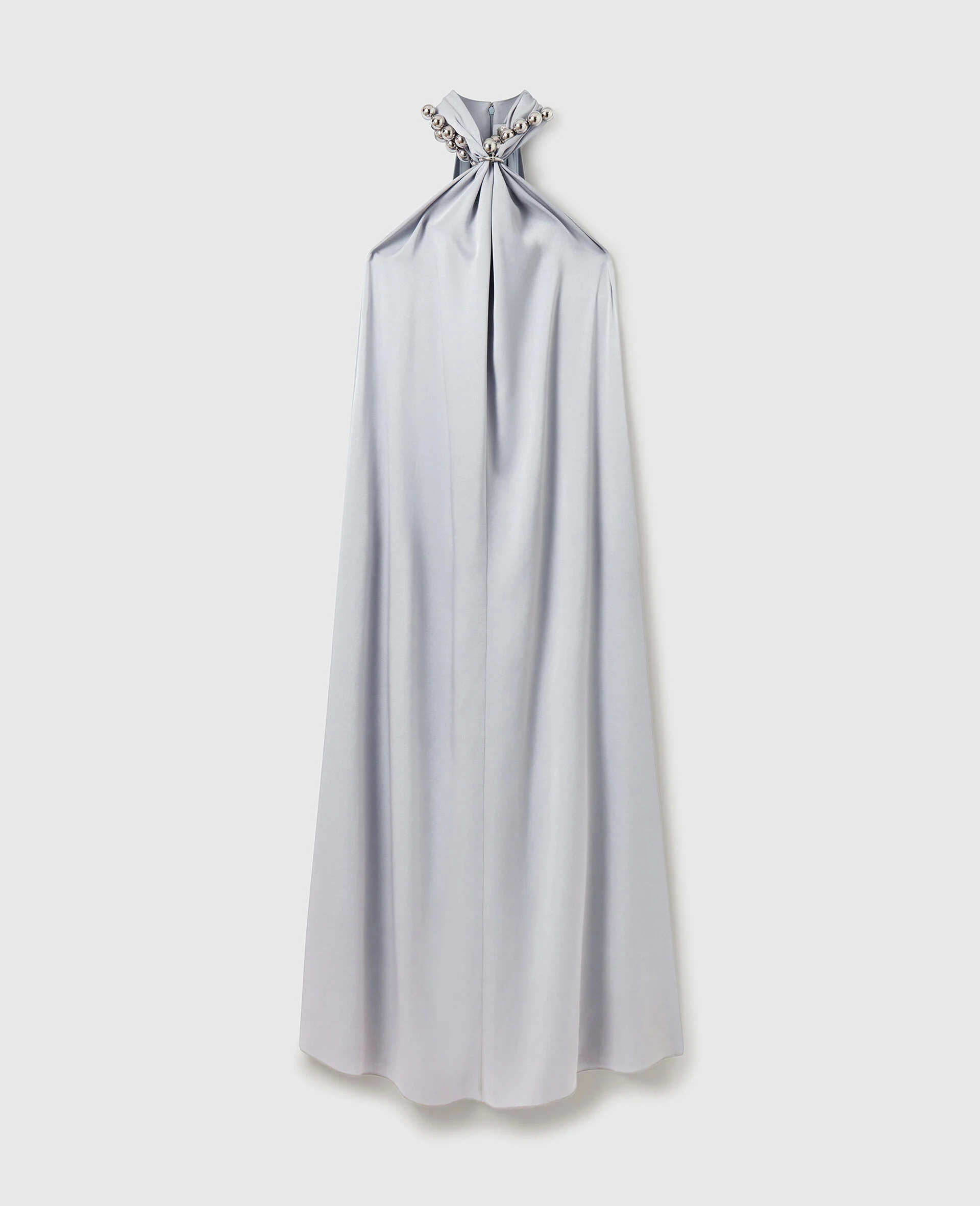Ball-Chain Halterneck Satin Maxi Dress