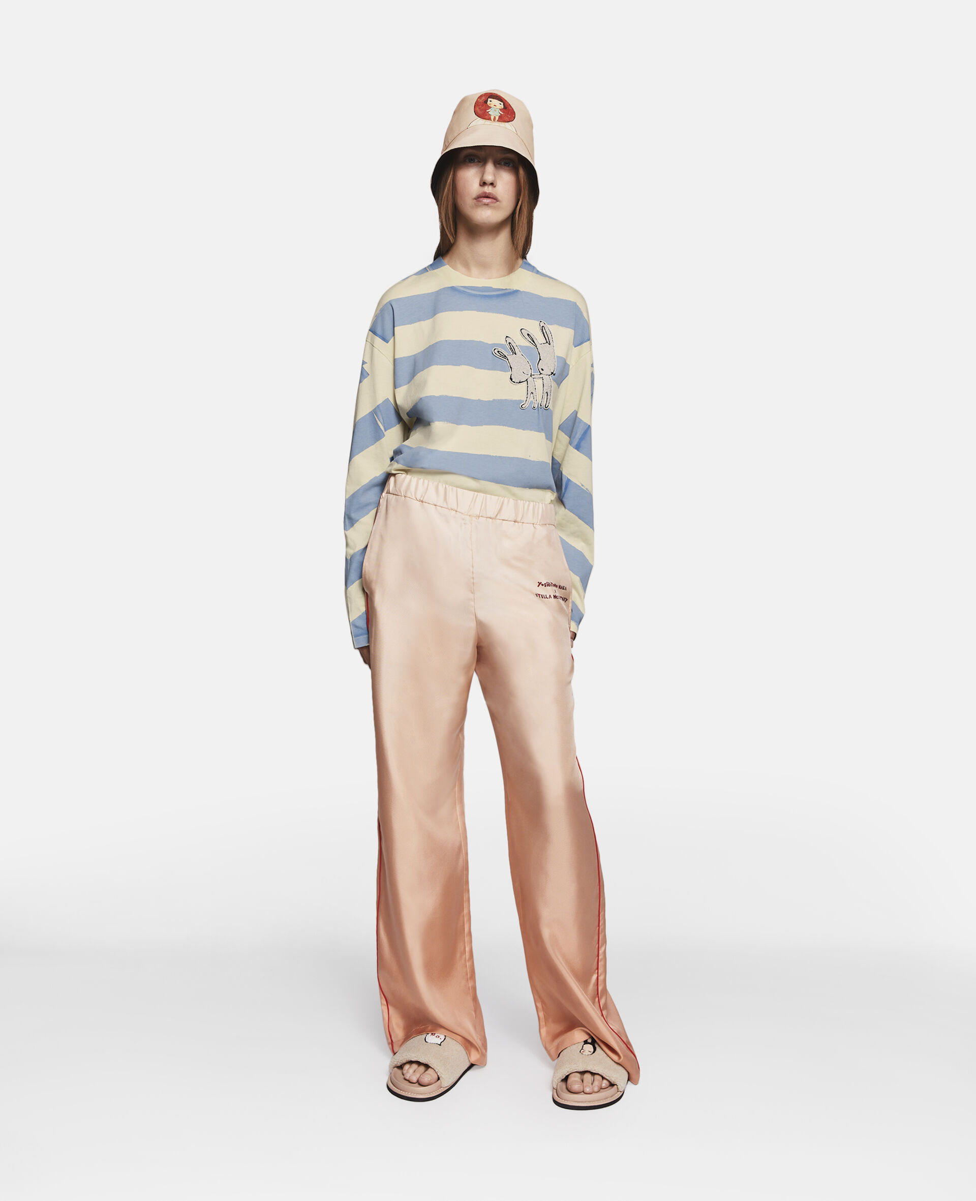Logo Print Silk Twill Trousers