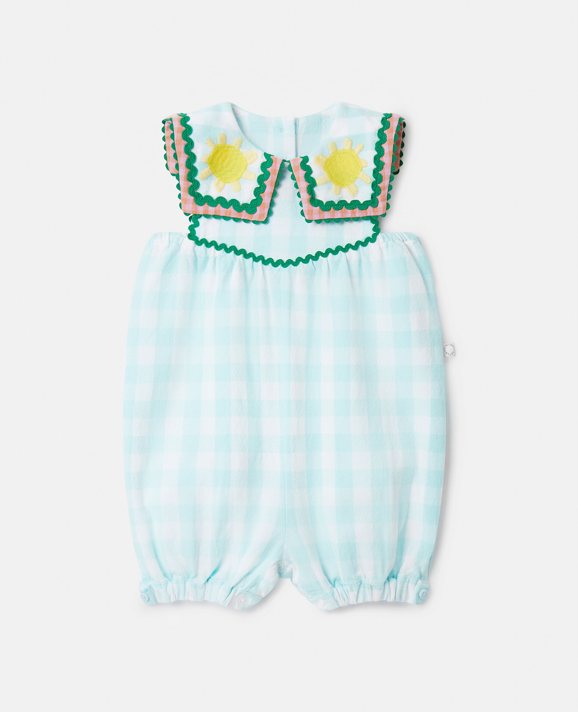 Sunshine Embroidery Gingham Romper