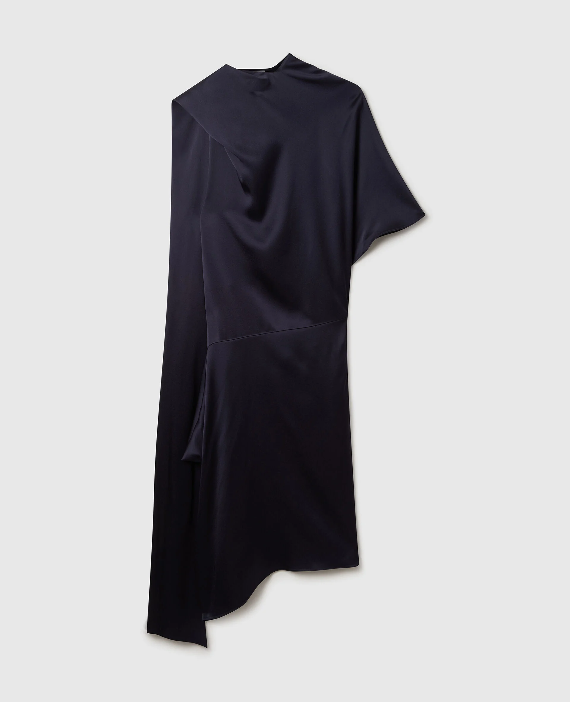 Asymmetric Tie-Neck Midi Dress