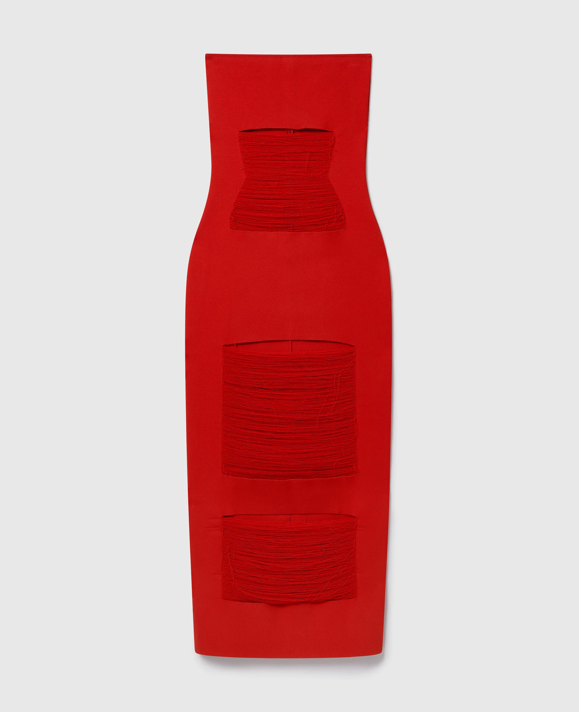 Strapless Shredded Compact Knit Maxi Dress