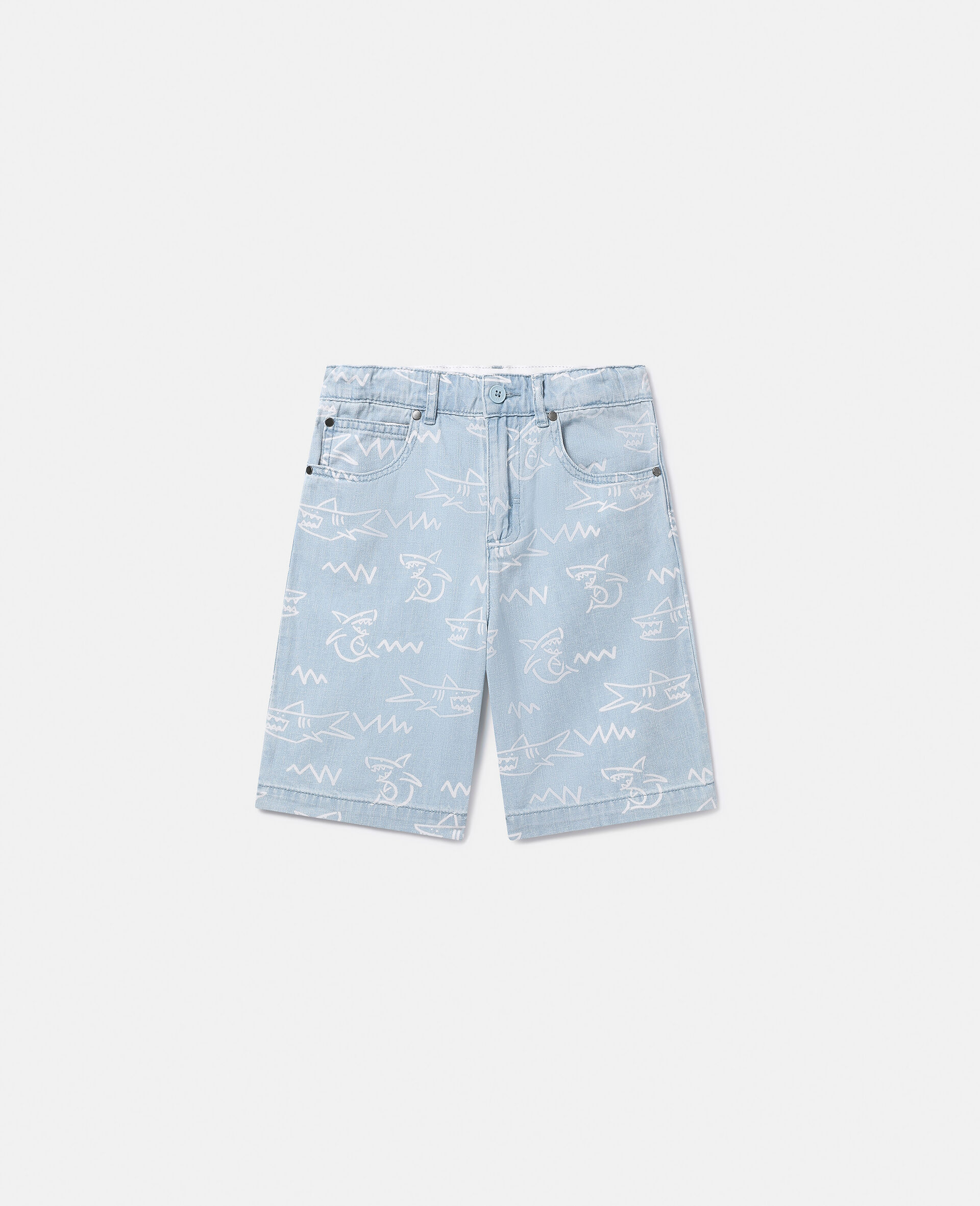 Shark Print Denim Shorts