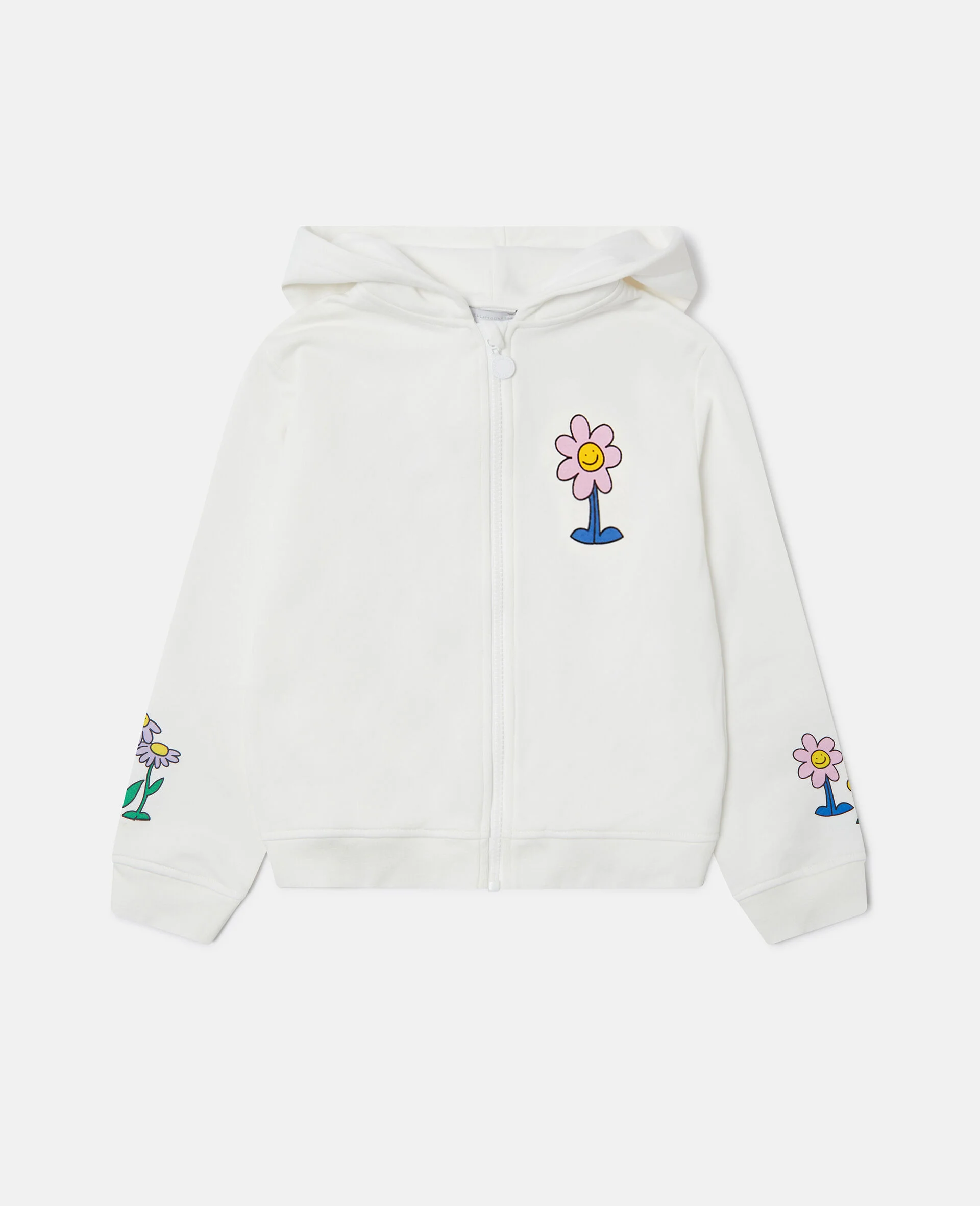 Flower Graphic Zipper-Up Hoodie