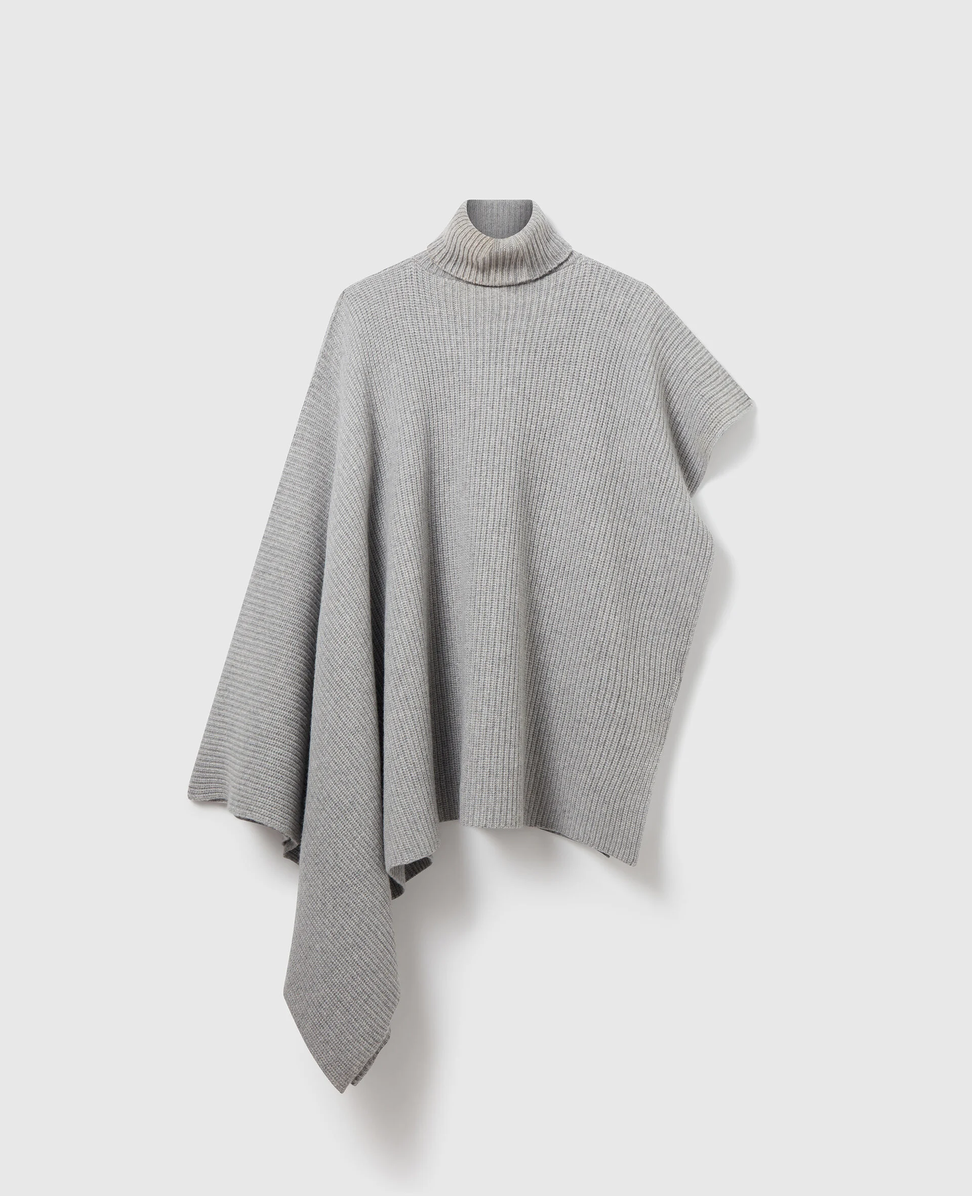 Knit Asymmetric Turtleneck Poncho